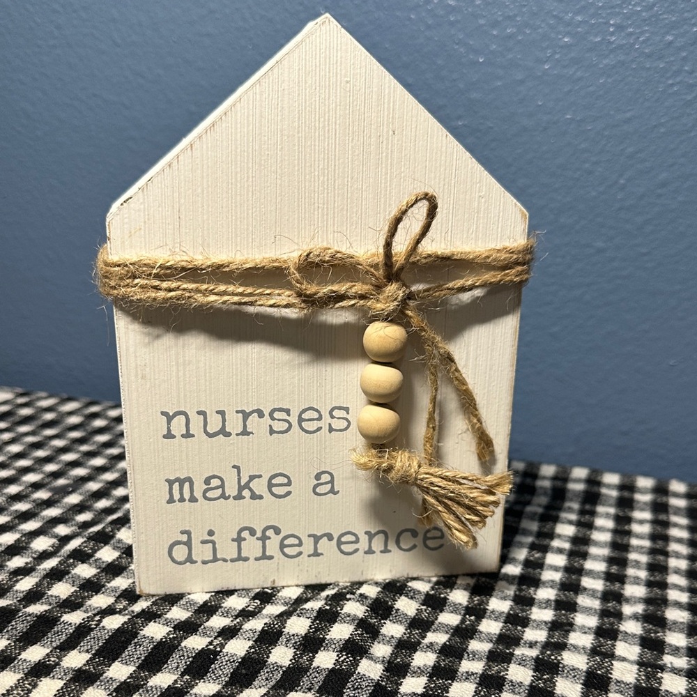 Rustic White Wooden Nurse shelf or desk Decor NWT